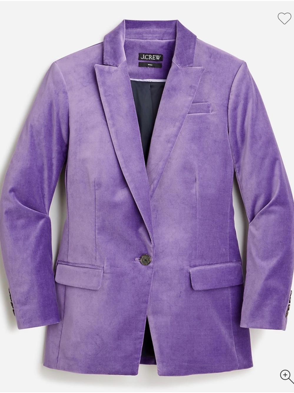NWT J. Crew Willa blazer in Viola stretch velvet